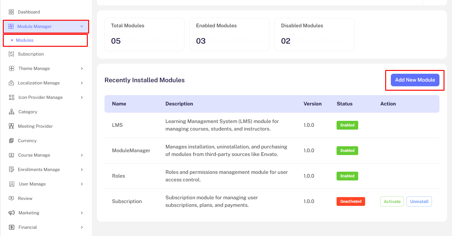Add New Module