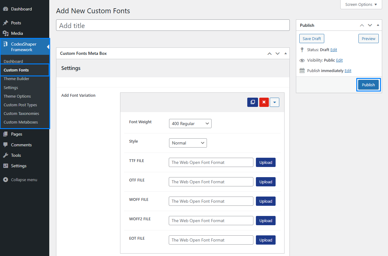 Custom Font List Interface