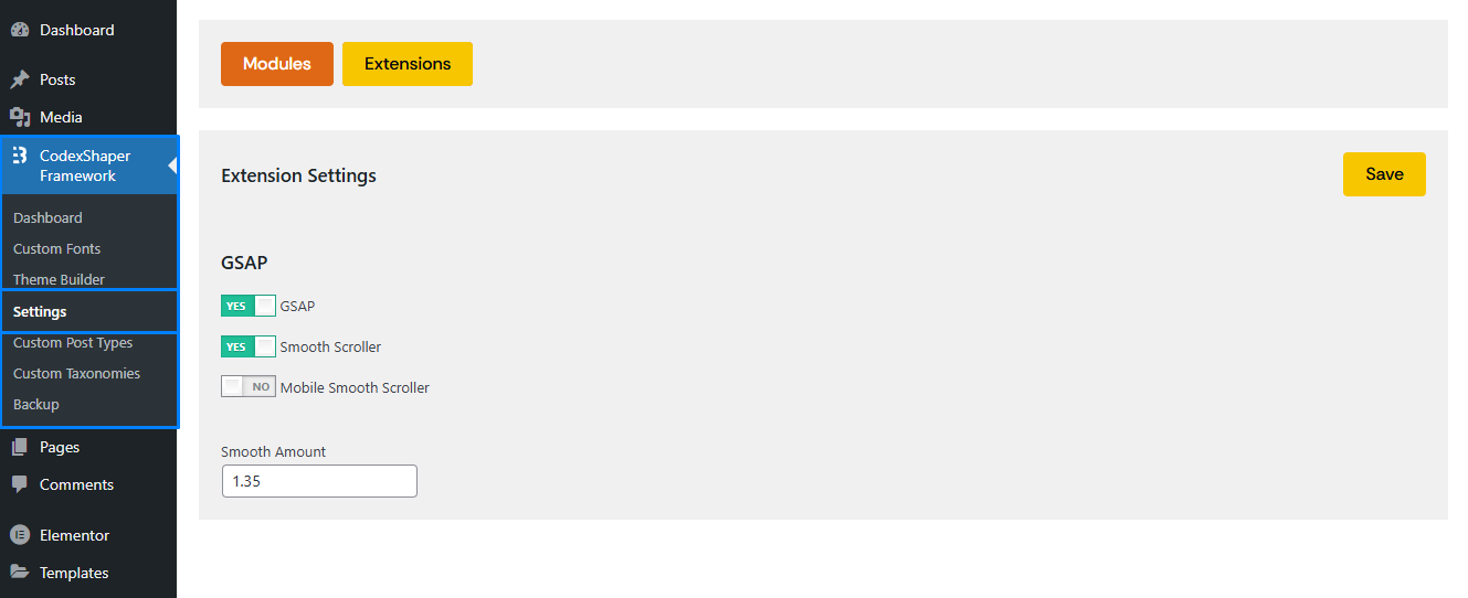 Module Settings Interface