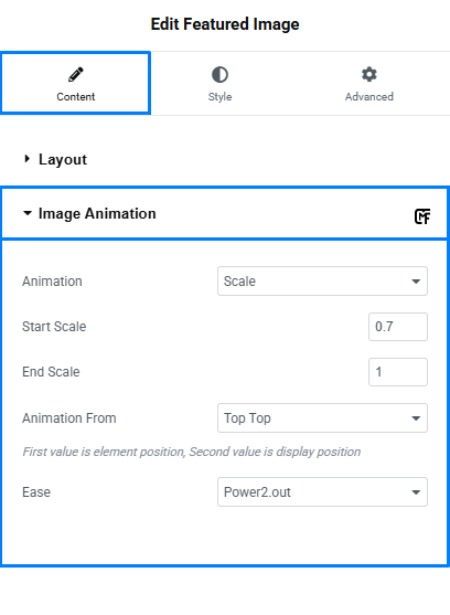 Elementor Image Animation Interface