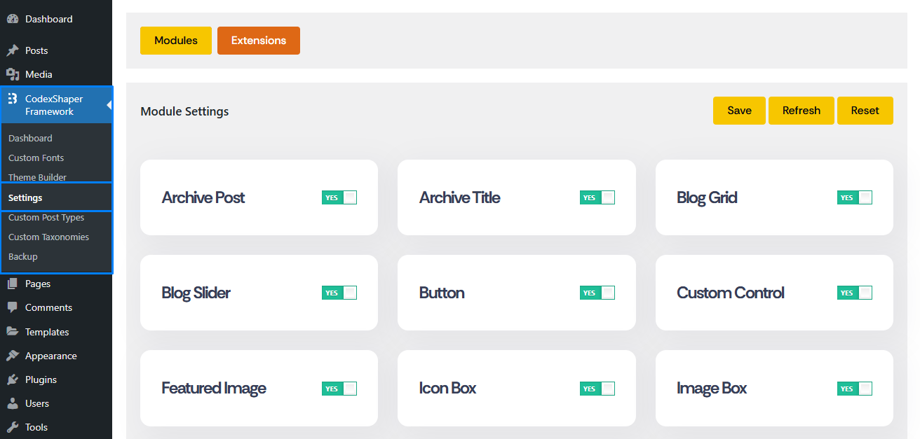 Module Settings Interface