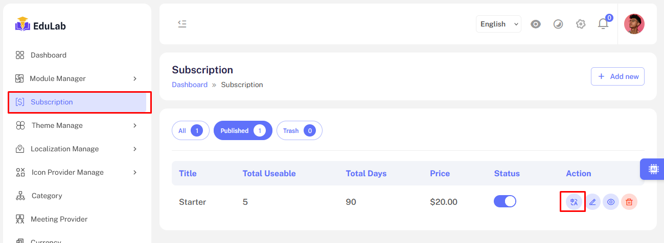 Subscription Translation